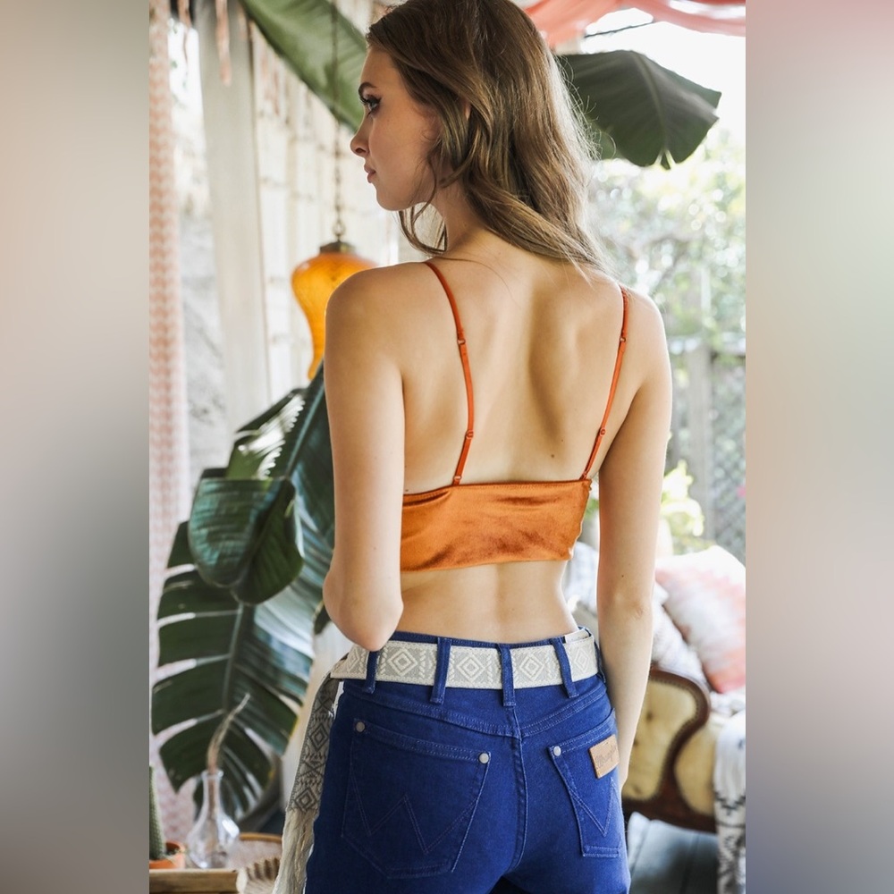 Velvety Soft Bralette Crop Top – Deep V Festival/Fall/Adjustable Strap Cami NWT - Picture 7 of 7